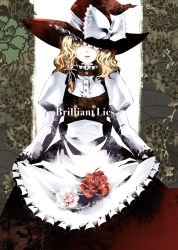Rule 34 | 1girl, apron, blonde hair, braid, female focus, flower, hat, hat over one eye, kirisame marisa, mochinue, one eye covered, solo, touhou, witch, witch hat, yellow eyes