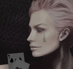 Rule 34 | 1boy, ace (playing card), ace of hearts, card, heart, hisoka (hunter x hunter), hunter x hunter, male focus, pink hair, playing card, pooton0828, portrait, realistic, solo, tattoo, teardrop, teardrop tattoo