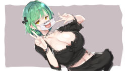 Rule 34 | 1girl, breasts, green hair, highres, hikage (senran kagura), large breasts, senran kagura, solo