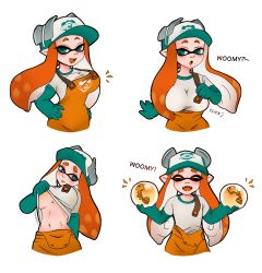 Rule 34 | 1girl, breasts, cheshikk, clothes, downscaled, eyebrows, gloves, golden egg, green eyes, heart, heart-shaped pupils, highres, humor, inkling player character, large breasts, looking at viewer, md5 mismatch, nintendo, resized, salmon run (splatoon), simple background, small breasts, smile, splatoon (series), splatoon 2, symbol-shaped pupils, tentacle hair, tongue, tongue out, underboob