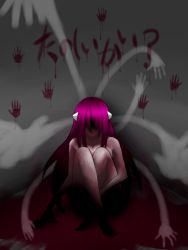Rule 34 | 00s, 1girl, blood, elfen lied, female focus, full body, horns, lucy (elfen lied), nude, pink hair, r&minus;no2 (nitro), solo, translated, vectors