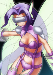 Rule 34 | 1girl, covered eyes, digimon, digimon frontier, fairimon, mask, purple hair, solo, wings