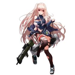 Rule 34 | 1girl, blush, breasts, bullpup, carbine, cleavage, collar, damaged, full body, girls&#039; frontline, gun, hair between eyes, hezi sm-1, jacket, kincora, large breasts, long hair, long sleeves, looking at viewer, official art, one side up, personal defense weapon, red eyes, rifle, shoes, side ponytail, sidelocks, silver hair, skirt, sleeved gloves, sm-1 (girls&#039; frontline), solo, thigh strap, thighhighs, torn clothes, torn jacket, transparent background, turtleneck, unworn shoes, very long hair, weapon, weapon case