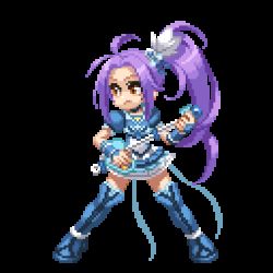 Rule 34 | 10s, 1girl, animated, animated gif, blue footwear, blue skirt, boots, cure beat, fighting stance, guitar, instrument, kurokawa eren, long hair, lowres, magical girl, pixel art, precure, purple hair, seiren (suite precure), side ponytail, skirt, solo, suite precure, takoyaki neko-san, thigh boots, thighhighs, transparent background