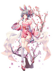 Rule 34 | + +, 1girl, :c, absurdres, animal ears, bad id, bad pixiv id, blunt bangs, blush, candle, cherry blossoms, cherry tree, closed mouth, commentary, dated, english commentary, flower, folded fan, folding fan, frilled sleeves, frills, frown, full body, grey hair, hair flower, hair ornament, hair up, hand fan, highres, holding, holding fan, japanese clothes, kimono, long sleeves, looking at viewer, obi, orange eyes, original, pink flower, pink kimono, platform clogs, rabbit ears, sandals, sash, shiro albino, signature, simple background, single thighhigh, socks, solo, symbol-shaped pupils, tabi, tagme, thigh strap, thighhighs, white background, white flower, white thighhighs, zouri