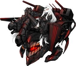 Rule 34 | 10s, 1girl, abyssal ship, aircraft carrier water oni, akira (kadokawa), armor, armored boots, black dress, black footwear, black thighhighs, boots, breasts, colored skin, detached sleeves, dress, full body, gloves, hair ornament, high heel boots, high heels, kantai collection, knee boots, large breasts, long hair, long sleeves, machinery, monster, official art, orange eyes, pale skin, pointing, ribbed dress, sailor dress, short dress, solo, thighhighs, transparent background, turret, very long hair, white hair, white skin, zettai ryouiki