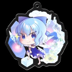 Rule 34 | 1girl, barefoot, blue bow, blue dress, blue eyes, blue hair, blush stickers, bow, cirno, closed mouth, collared shirt, dress, fairy, full body, hair between eyes, hair bow, ice, ice wings, puffy short sleeves, puffy sleeves, rue 0908, shirt, short hair, short sleeves, smile, solo, touhou, transparent background, white shirt, wings