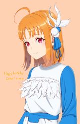 Rule 34 | 1girl, absurdres, artist name, artist request, blue ribbon, blush, braid, breasts, close-up, collarbone, dreamy color, dreamy color (love live!), dress, feather dress, feathers, female focus, frilled dress, frills, hair ornament, hair ribbon, highres, looking at viewer, love live!, love live! school idol festival, love live! sunshine!!, orange hair, parted lips, pink background, plaid, plaid dress, pleated, pleated dress, pom pom (clothes), pom pom hair ornament, red eyes, ribbon, short hair, short sleeves, side braid, small breasts, smile, solo, takami chika, upper body, white dress, white feathers