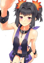 Rule 34 | 1girl, absurdres, bare shoulders, black choker, black hair, black thighhighs, braid, choker, commission, commissioner upload, flower, hair flower, hair ornament, highres, igni tion, looking at viewer, medium hair, mole, mole under eye, multicolored hair, multiple braids, pov, purple eyes, purple hair, sideless outfit, solo, symonne (tales), tales of (series), tales of zestiria, thighhighs, twintails, two-tone hair