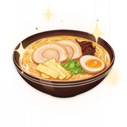Rule 34 | artist request, bowl, commentary, egg, egg (food), english commentary, food, food focus, game cg, genshin impact, lowres, meat, no humans, noodles, official art, ramen, simple background, sparkle, spring onion, still life, third-party source, tofu, transparent background
