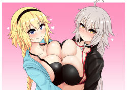 Rule 34 | 2girls, ahoge, blonde hair, breast press, breasts, cleavage, fate/grand order, fate (series), jeanne d&#039;arc alter (fate), jeanne d&#039;arc alter (swimsuit berserker) (fate), jeanne d&#039;arc (fate), jeanne d&#039;arc (ruler) (fate), jeanne d&#039;arc (swimsuit archer) (fate), multiple girls, the only shoe, yellow eyes