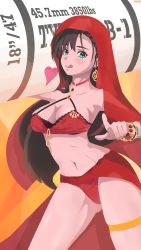 Rule 34 | 1girl, :q, absurdres, arizona (azur lane), azur lane, bikini, blue eyes, breasts, brown hair, choker, cleavage, dancer, earrings, goblin003, gold, gold bracelet, gold earrings, heart, highres, holding, holding shell, jewelry, large breasts, long hair, looking at viewer, navel, official alternate costume, pink choker, red bikini, shell, smile, solo, standing, swimsuit, thigh strap, tongue, tongue out, veil