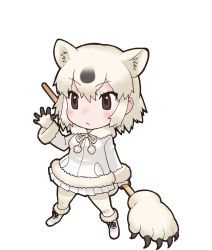 Rule 34 | 1girl, animal costume, animal ear fluff, animal ears, highres, kemono friends, looking at viewer, official art, paw stick, polar bear (kemono friends), solo, standing, tachi-e, tail, transparent background, yoshizaki mine