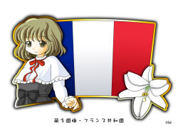 Rule 34 | 1girl, brown eyes, flag, fleur-de-lis, france, french flag, murakami senami