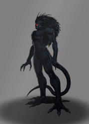 Rule 34 | 1boy, artist request, black theme, blackheart (marvel), claws, demon, male focus, marvel, red eyes, simple background, solo, tail