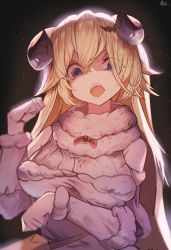 Rule 34 | 1girl, absurdres, angry, animal ears, blonde hair, breasts, butterfly hair ornament, dress, fur-trimmed dress, fur trim, gloves, hair ornament, hairclip, highres, hololive, horns, kimura gin, large breasts, long hair, open mouth, paw pose, purple eyes, sheep ears, sheep girl, sheep horns, solo, tsunomaki watame, tsunomaki watame (1st costume), very long hair, virtual youtuber, white dress, white gloves