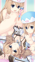 Rule 34 | 3girls, :d, ankle ribbon, ass, bare legs, blanc (neptunia), blue eyes, blush, bottomless, breasts, brown hair, clothes lift, clothes pull, coat, colomoten, commentary, decensored, dress, dress lift, dress pull, frown, fur-trimmed coat, fur trim, hair between eyes, hand on another&#039;s chest, hand on another&#039;s thigh, highres, incest, indoors, knees up, leg ribbon, legs, long hair, looking at another, medium hair, mixed-language commentary, multiple girls, navel, neptune (series), nipples, no bra, no panties, nude, object insertion, open mouth, pantyhose, pantyhose pull, pencil, pussy, pussy juice, ram (neptunia), ribbon, rom (neptunia), siblings, sisters, small breasts, smile, spread legs, thigh grab, thighs, third-party edit, twins, upside-down, vaginal, vaginal object insertion, very long hair, white coat, white dress, white legwear, white ribbon, yuri