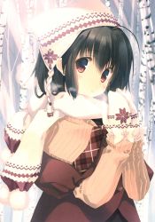 Rule 34 | 1girl, absurdres, beanie, hat, highres, mitsumi misato, official art, outdoors, scan, solo, to heart (series), to heart 2, winter clothes