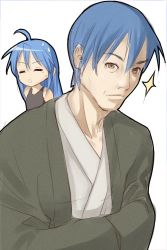 Rule 34 | 00s, 1boy, 1girl, = =, age difference, ahoge, bad id, bad pixiv id, blue hair, father and daughter, izumi konata, izumi soujirou, japanese clothes, lucky star, mole, mole under eye, nagase haruhito