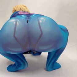 Rule 34 | 1girl, all fours, animated, animated gif, asian, ass, ass shake, bent over, blonde hair, blue bodysuit, blue eyes, bodysuit, cosplay, hair between eyes, holding, huge ass, lips, long hair, looking at viewer, looking back, lowres, metroid, nintendo, panties, photo (medium), plump, ponytail, real life, samus aran, samus aran (cosplay), solo, squatting, tagme, thick thighs, thighs, torn clothes, twerking, underwear, uyuy2907, varia suit, very long hair, wide hips, zero suit