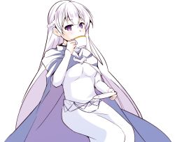 Rule 34 | 1girl, absurdly long hair, belly chain, blue dress, cloak, commission, commissioner upload, dress, drinking, expressionless, fire emblem, fire emblem: the binding blade, highres, jewelry, long hair, looking at viewer, marianne hanako, nintendo, purple cloak, purple eyes, purple hair, sitting, skeb commission, solo, sophia (fire emblem), tea, teapot, transparent background, very long hair