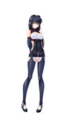Rule 34 | 1girl, annerose vajra, black hair, black legwear, bodysuit, breasts, clenched hand, copyright name, covered erect nipples, dress, full body, hair between eyes, hair intakes, high heels, hip focus, holding, impossible clothes, kagami hirotaka, koutetsu no majo annerose, koutetsu no majo anneroze, large breasts, legs, lilith-soft, lipstick, logo, long hair, long legs, looking at viewer, makeup, no bra, official art, serious, shiny clothes, shoes, short dress, side slit, sideboob, simple background, skin tight, solo, standing, sticker, thighs, turtleneck, very long hair, white background, yellow eyes