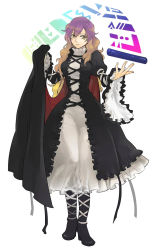 Rule 34 | 1girl, bad id, bad pixiv id, blonde hair, boots, cape, female focus, full body, gradient hair, high heels, highres, hijiri byakuren, jpeg artifacts, light smile, long hair, moroes, multicolored hair, outstretched hand, purple hair, scroll, shoes, simple background, solo, sorcerer&#039;s sutra scroll, standing, touhou, two-tone hair, yellow eyes