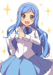Rule 34 | + +, 10s, 1girl, bad id, bad pixiv id, blue hair, blush, hand on own hip, himouto! umaru-chan, kim bae-eo, long hair, looking at viewer, open mouth, simple background, smile, solo, symbol-shaped pupils, tachibana sylphynford, very long hair, white background