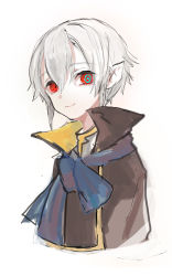 Rule 34 | 1boy, blue hair, cape, closed mouth, elsword, kurayuki0404, looking at viewer, male focus, multicolored eyes, pointy ears, red hair, short hair, sketch, smile, solo, stirbargen (elsword), white background, white hair