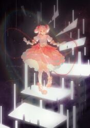 Rule 34 | 1girl, absurdres, bow, bubble skirt, choker, collarbone, czorimu, dated, dress, dress bow, footwear bow, frilled dress, frilled skirt, frilled sleeves, frilled socks, frills, full body, gloves, glowing, hair bow, highres, kaname madoka, knees together feet apart, looking at viewer, magical girl, mahou shoujo madoka magica, mahou shoujo madoka magica (anime), pink dress, pink eyes, pink hair, pink skirt, puffy short sleeves, puffy sleeves, rainbow, red choker, red footwear, shoes, short hair, short sleeves, short twintails, signature, skirt, smile, socks, solo, stairs, string, string of fate, twintails, twitter username, walking, white gloves, white socks