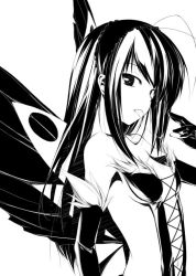 Rule 34 | 10s, 1girl, accel world, antenna hair, bad id, bad pixiv id, bare shoulders, butterfly wings, elbow gloves, gloves, greyscale, hairband, insect wings, kuroyukihime, long hair, monochrome, saliva, shizuku (shizukyuki), shizukyuki, solo, wings