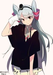 Rule 34 | 10s, 1girl, 2014, amatsukaze (kancolle), brown eyes, casual, gloves, grey hair, kantai collection, long hair, smile, so shina, sohin, solo, twintails, two side up
