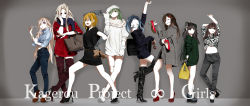 Rule 34 | 6+girls, ;o, ;q, ^ ^, albino, alternate costume, animal print, arm at side, arm behind head, arm up, arm warmers, arms up, asahina hiyori, aunt and niece, azami (kagerou project), bag, black dress, black eyes, black footwear, black hair, black legwear, blonde hair, blue hair, blue pants, blue scarf, blue shirt, blunt bangs, boots, bracelet, brown eyes, brown footwear, brown hair, casual, closed eyes, closed mouth, collared shirt, contrapposto, copyright name, crossed ankles, denim, dress, dress shirt, ene (kagerou project), eyebrows, facial mark, fashion, front-tie top, full body, glasses, gloves, grandmother and granddaughter, green eyes, green hair, grey background, grey gloves, grey jacket, grey pants, grin, hair ornament, hair over one eye, hairband, hairclip, hand on own cheek, hand on own face, hand on own head, hat, high heel boots, high heels, highres, infinity symbol, jacket, jeans, jewelry, kagerou project, kido tsubomi, kisaragi momo, kozakura marry, kozakura shion, legs apart, leopard print, lineup, long hair, long sleeves, looking at viewer, midriff, mother and daughter, multiple girls, navel, no socks, one eye closed, one side up, pants, pinky out, pomupon (ayaram), puffy short sleeves, puffy sleeves, red dress, red eyes, red footwear, red legwear, scarf, shirt, shoes, short dress, short hair, short sleeves, shoulder bag, sleeves past elbows, sleeves rolled up, smile, sparkle, standing, stomach, sunglasses, sweater, swept bangs, tateyama ayano, thigh boots, thigh gap, thighhighs, tongue, tongue out, twintails, twirling hair, unworn eyewear, unworn shoes, wavy hair, white dress, white footwear, white hair, white hat, yellow eyes