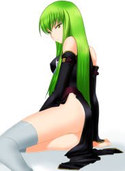 Rule 34 | 00s, ass, bad id, bad pixiv id, c.c., code geass, green hair, long hair, looking back, nyin, solo, thighhighs, yellow eyes