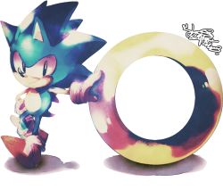 Rule 34 | 1boy, chinese commentary, furry, furry male, gloves, light smile, looking at viewer, male focus, oversized object, red footwear, ring (sonic), solo, sonic (series), sonic the hedgehog, sonic the hedgehog (classic), standing, transparent background, white gloves, ziver