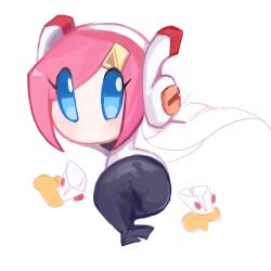 Rule 34 | 1girl, blue eyes, disembodied limb, dress, hair ornament, hairpin, highres, kirby: planet robobot, kirby (series), long hair, nintendo, oikwkrbb, pink hair, solo, susie (kirby), white background