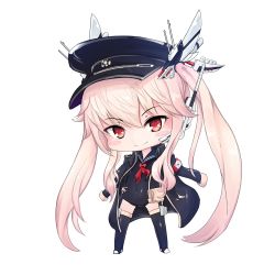 Rule 34 | 10s, 1girl, blush stickers, chibi, covered navel, euaksae (ughbird), full body, hand on own hip, hat, highres, jacket, kantai collection, long hair, looking at viewer, mecha musume, military, military hat, military jacket, military vehicle, necktie, nontraditional school swimsuit, original, peaked cap, personification, pink hair, red eyes, red necktie, roks chang bogo (ss-061), sailor collar, school swimsuit, smile, solo, standing, submarine, swimsuit, thighhighs, transparent background, twintails, very long hair, watercraft
