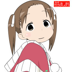 Rule 34 | brown eyes, brown hair, child, highres, ichigo mashimaro, matsuoka miu, non-web source, simple background, smile, solo, twintails, vector trace, white background