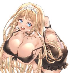 Rule 34 | 1girl, absurdres, arm under breasts, ass, ass grab, backless dress, backless outfit, bare shoulders, blonde hair, blue eyes, blush, breasts, butt crack, cleavage, downblouse, downpants, dress, earrings, highres, hololive, hololive english, honkivampy, huge breasts, jewelry, large breasts, leaning forward, long hair, looking at viewer, mole, mole on breast, no bra, no panties, open mouth, panties, scratching, scratching ass, smile, solo, strap slip, tiara, underwear, virtual youtuber, watson amelia, white panties