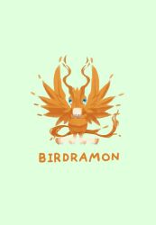 Rule 34 | 1girl, birdramon, digimon, digimon (creature), female focus, simple background, solo, wings