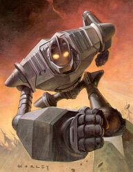 Rule 34 | alex horley, glowing, glowing eyes, iron giant (mecha), lowres, mecha, no humans, robot, solid eyes, solo, the iron giant
