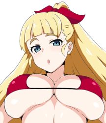 Rule 34 | 10s, 1girl, akiba&#039;s trip, akiba&#039;s trip the animation, arisa ahokainen, artist request, bikini, blonde hair, blue eyes, breasts, cleavage, female focus, hair ornament, hair ribbon, large breasts, long hair, looking at viewer, open mouth, ponytail, ribbon, swimsuit, upper body