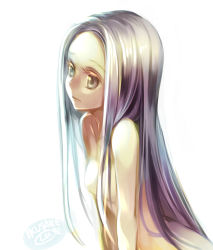 Rule 34 | 1girl, ikusabe lu, long hair, nude, original, silver hair, simple background, solo, white background
