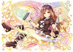 Rule 34 | 1girl, akashio (loli ace), blush, brown hair, cross-laced clothes, danmaku, dress, full body, gradient hair, hijiri byakuren, layered dress, long hair, looking at viewer, multicolored hair, puffy short sleeves, puffy sleeves, purple hair, short sleeves, skirt, smile, solo, sorcerer&#039;s sutra scroll, touhou, turtleneck, two-tone hair, white background, white skirt, wind, wind lift, wrist cuffs, yellow eyes