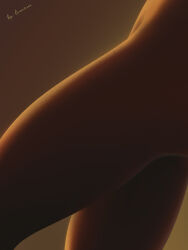 Rule 34 | 1girl, a.x., absurdres, completely nude, gradient background, highres, nude, orange background, orange theme, original, photo-referenced, realistic, solo, thighs