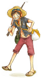 Rule 34 | 1boy, bag, hat, male focus, monkey d. luffy, one piece, one piece: strong world, shorts, solo, stick