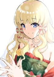Rule 34 | 1girl, blonde hair, blue eyes, blush, looking at viewer, merry christmas, princess connect!, saren (princess connect!), smile, snow, xin (zinc)