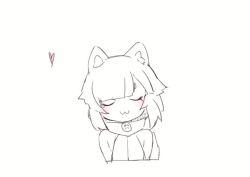 Rule 34 | 1girl, :3, animal ears, animated, bare shoulders, blunt bangs, blush, bob cut, cat ears, closed mouth, collar, cropped torso, dog tail, female focus, happy, heart, leaning to the side, linmiu (smilemiku), looping animation, monochrome, original, shirt, short hair, sidelocks, simple background, sketch, sleeveless, sleeveless shirt, smile, solo, spot color, straight-on, tail, upper body, video, white background