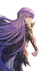 Rule 34 | 1girl, absurdly long hair, absurdres, belt, black feathers, cape, closed mouth, commission, commissioner upload, dress, feathers, fire emblem, fire emblem: the binding blade, fire emblem heroes, highres, injury, long hair, long sleeves, looking back, nintendo, purple eyes, purple hair, shichigatsu, solo, sophia (fire emblem), teardrop, tearing up, tears, torn clothes, torn sleeves, transparent background, very long hair