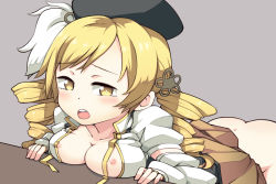 10s 1girl ass bad_id bad_pixiv_id blonde_hair blush breasts drill_hair female_focus large_breasts magical_girl mahou_shoujo_madoka_magica masuneko nipples no_bra no_panties open_mouth solo tears tomoe_mami tomoe_mami_(magical_girl) twin_drills yellow_eyes